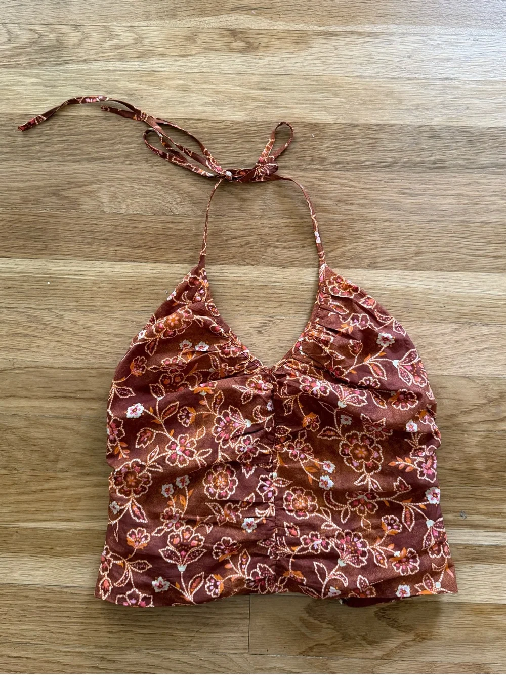 J.Crew Vintage Vines Print V-Neck Halter Top